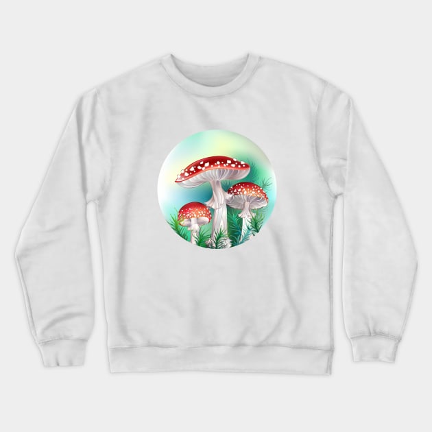 Red fly agarics in circle Crewneck Sweatshirt by Blackmoon9